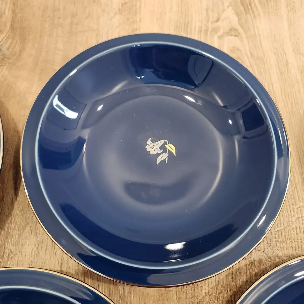 Tachikichi Cobalt Blue 5 Pc Floral Plate Set Curry Dinner Tableware Dishes W/Box